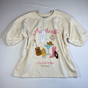 Gilli Cream Graphic Tee with Pink Script